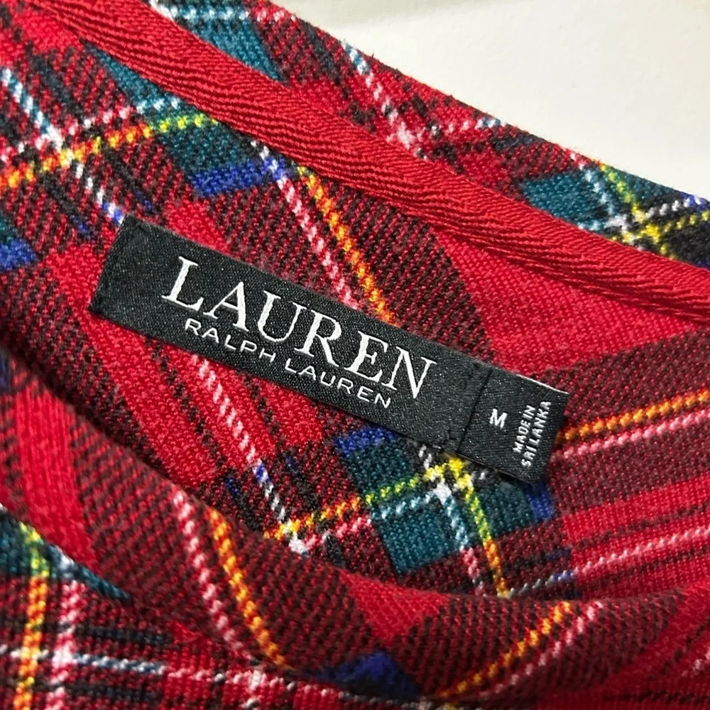 LAUREN Ralph Lauren Red Tartan Plaid Long Sleeve Pajama shirt